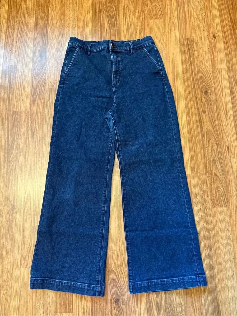 Ann Taylor Women's The Trouser High Rise Wide Leg Jeans Blue Size 8-10 Petite